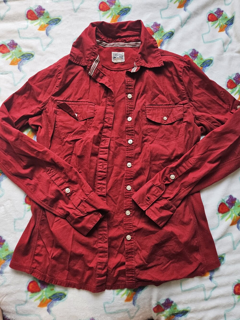 Converse Y2K Women's Button-Up Shirt - Deep Red